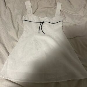 Peppermayo White Sleeveless Kids Dress with Black Trim
